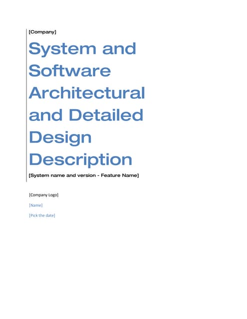 Software Architectural And Detailed Design Description Template