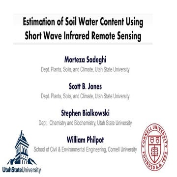 Estimation of Soil Water Content Using Short Wave Infrared Remote Sensing
