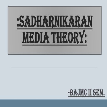 The Indian Media Theory: Communication Theory of Sadharnikaran