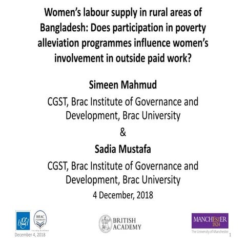 Power of partnership conference: Presentation: Women’s labour supply in rural...