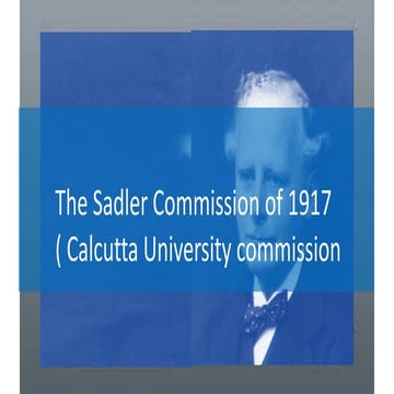 Sadler Commission Report (Calcutta University Commission Report) 
