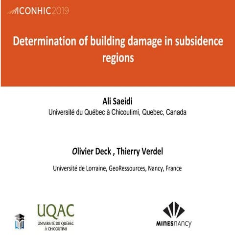 Detrminiation of building damage in subcidence regions