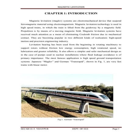 Magnetic Levitation Train by Shaheen Galgali_seminar report final
