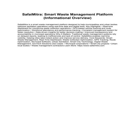 SafaiMitra: Innovative Smart Waste Management Platform for Urban ...