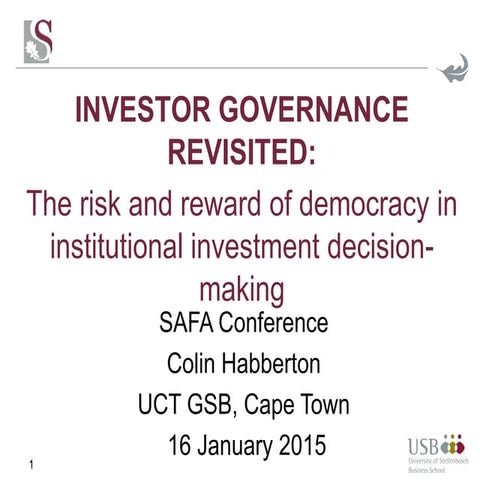 SA Finance Association Conference 2015: Investor Governance Revisited 160115