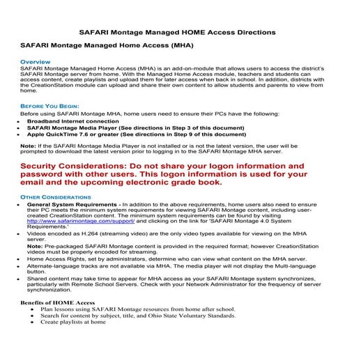 Safari home directions