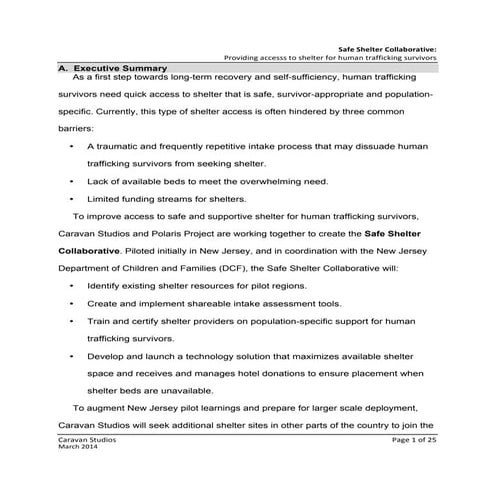 Safe Shelter Collaborative: providing access to shelter for human trafficking survivors