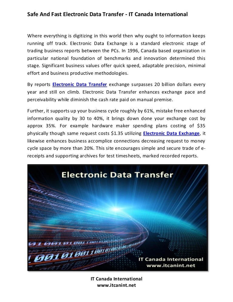 Safe and fast electronic data transfer