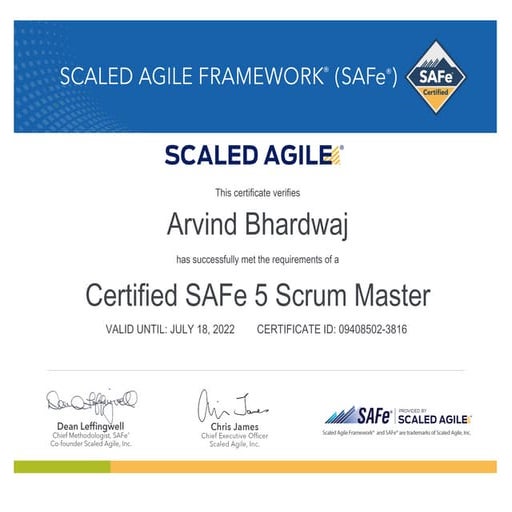 SAFe 5 Scrum Master Certificate