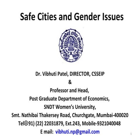 Safe cities & gender issues  22 8-2015