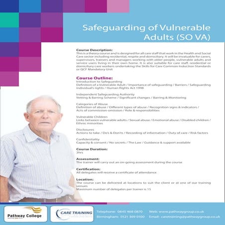 Safeguarding of Vulnerable Adults (SO VA) Training Course 