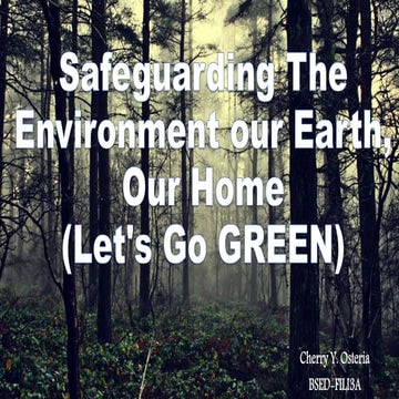 Safeguarding the environment our earth, our home