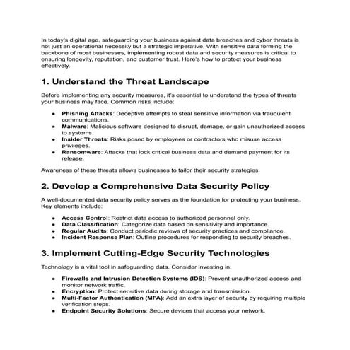Safeguarding Your Business with Robust Data and Security Implementation