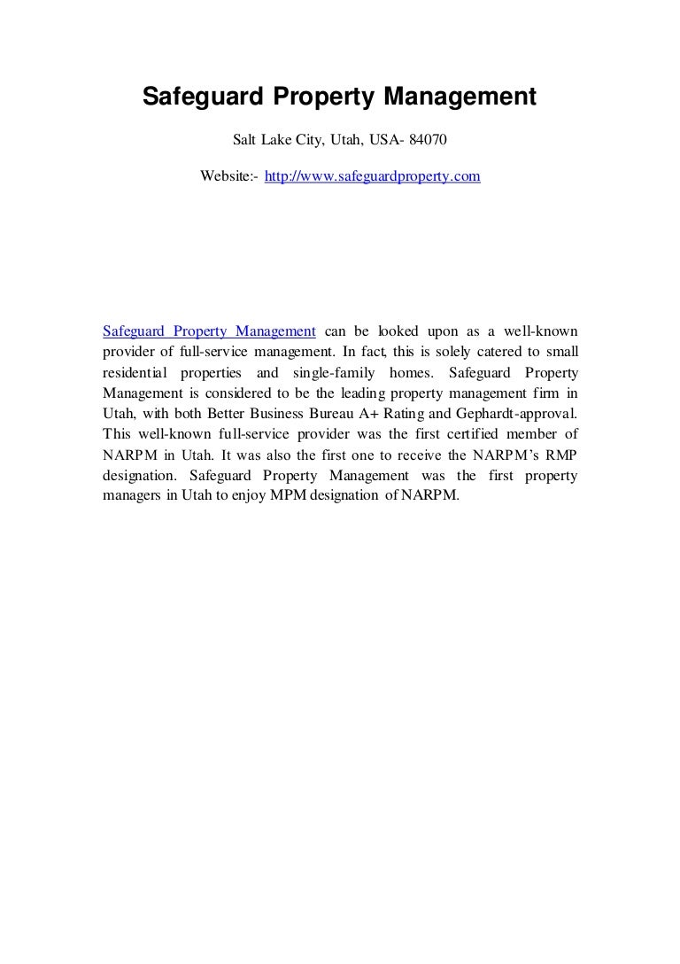 Safeguard property management