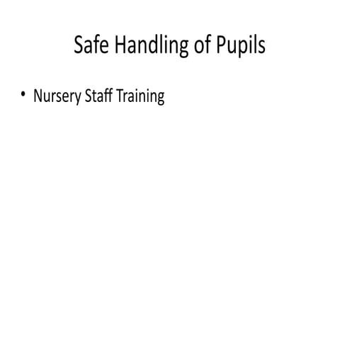 Safe Handling Practices Training for Early Years | PPTX