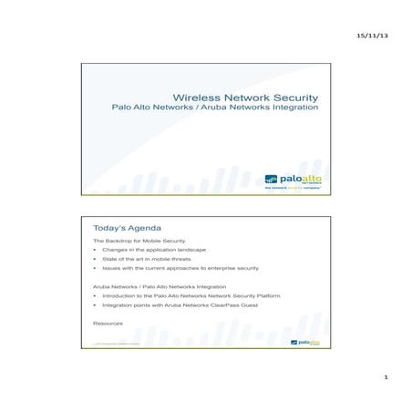 Wireless Network Security Palo Alto Networks / Aruba Networks Integration
