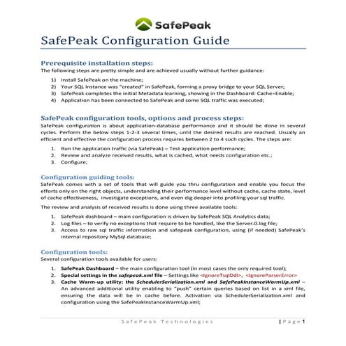 SafePeak Configuration Guide
