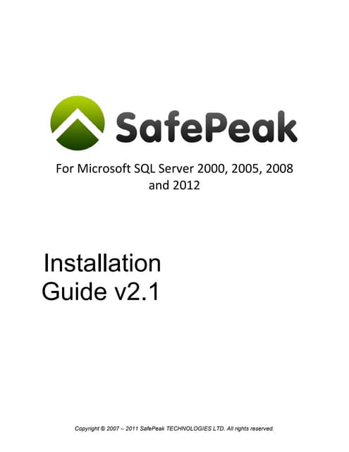 Safe peak installation guide version 2.1