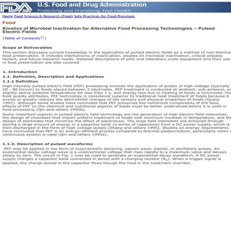 Kinetics of microbial inactivation for Pulsed Electric Field (PEF, PurePulse)...