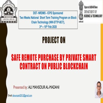 Safe remote purchase by private smart contract on public blockchain | PPT