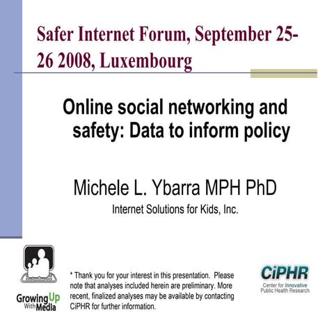 Online social networking and safety