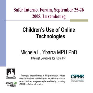 Children’s use of online technologies