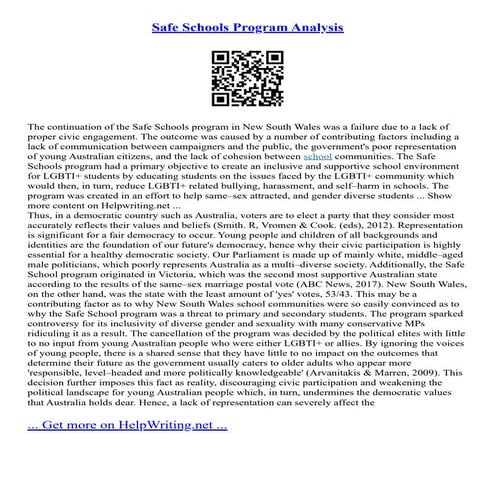 Safe Schools Program Analysis | PDF