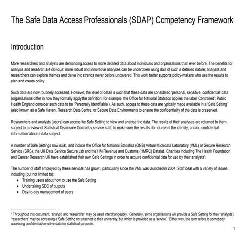 Safe setting competency framework