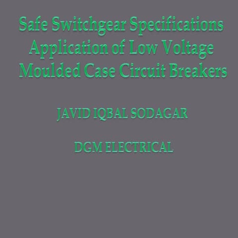Safe switchgear specifications javid iqbal sodagar