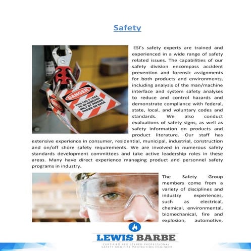 Lewis Barbe : Safety Specialist