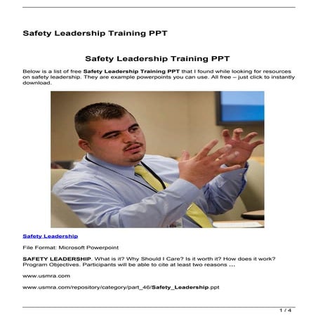 Safety Leadership Training PPT