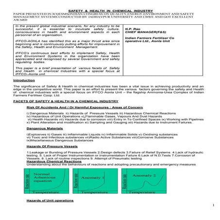 Safety And Health In Chemical Industries