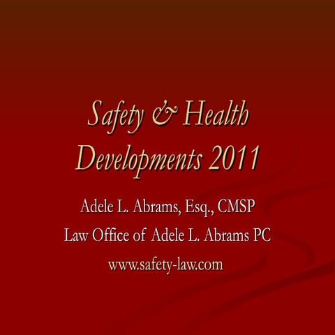 Safety And Health Leg &amp; Reg 2011   Asse Pdc Iv