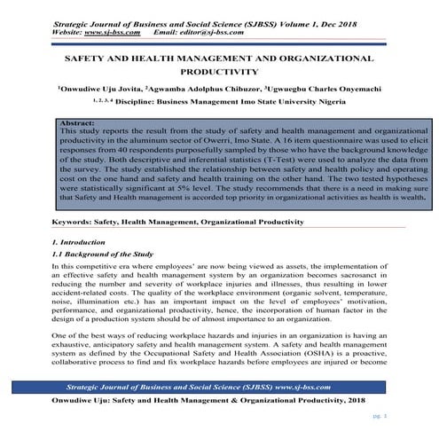 Occupational health and safety management systems | PDF
