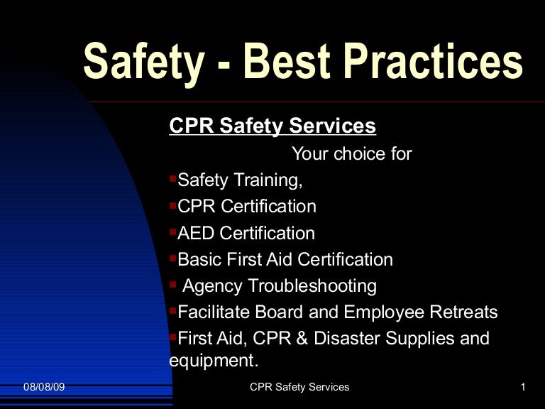 Safety Best Practices