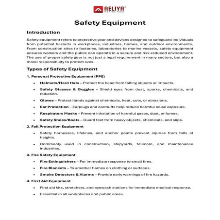 Essential Safety Equipments for Work & Home