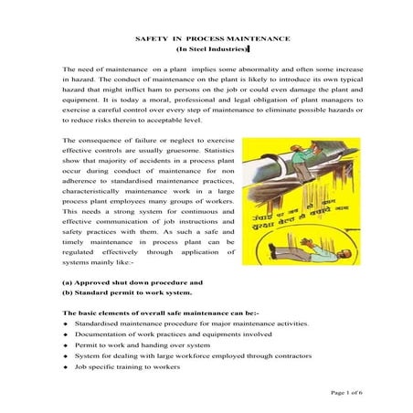 Safety in maintenance process, By B C Das