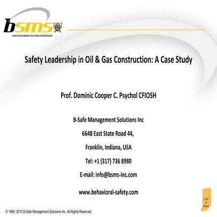 Behavioral Safety Leadership in Oil & Gas construction