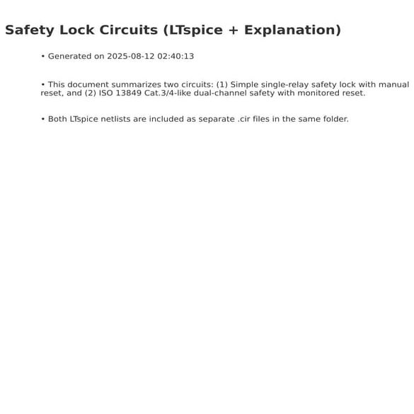 Safety Lock Circuits (LTspice + Explanation)