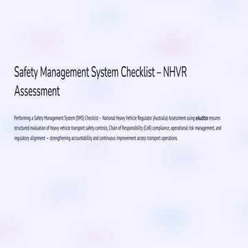 Safety Management System Checklist with eAuditor Audits & Inspections | PDF