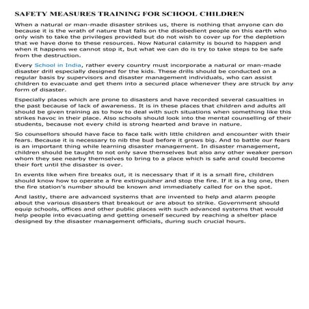 Safety measures training for school children