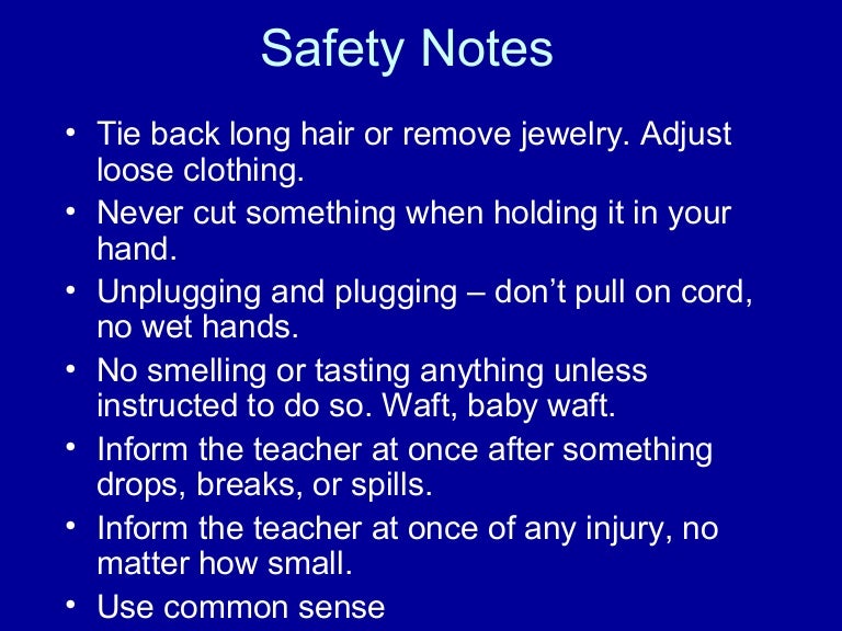 Safety notes