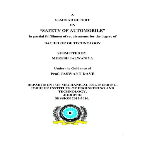 Safety of automobile Report
