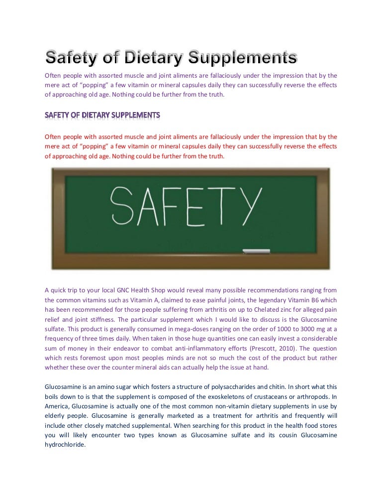 Safety of dietary supplements