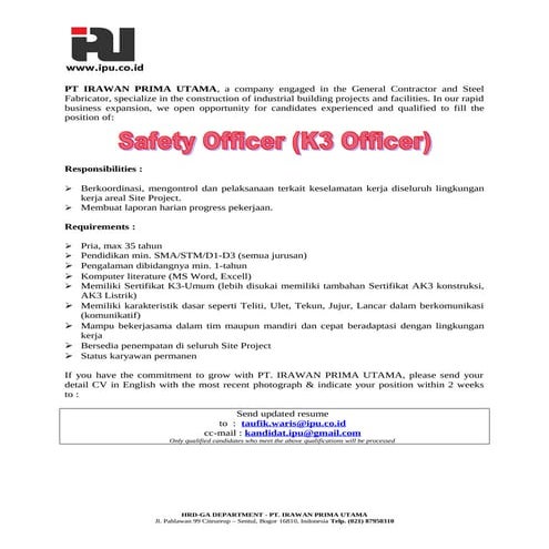 Safety officer (k3 officer)