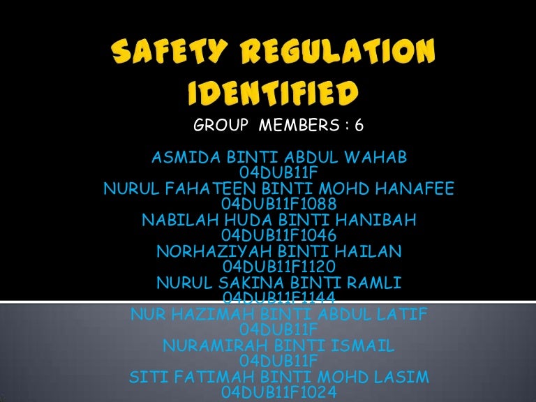 Safety regulation identified