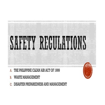Safety regulations