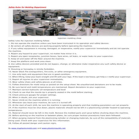 Safety rules for injection molding