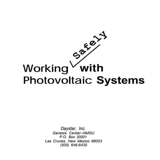 Safety with PV systems