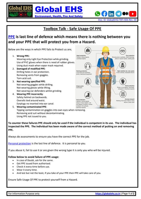 Safe Usage Of PPE Toolbox Talk TBT 006 pdf safe-usage-of-ppe-toolbox-talk-tbt-006-pdf